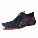 IceUnicorn Barfussschuhe Herren Damen Zehenschuhe Aquaschuhe Fitnessschuhe Strandschuhe Traillaufschuhe Wassersportschuhe(R/Blau, 47EU)