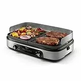 Philips Tischgrill 5000 Series – Großer Familiengrill, Wendbare Platten, Zwei Heizzonen, 5 Temperaturstufen, 2400W, Antihaftbeschichtung, Spülmaschinengeeignet (HD6222/95)