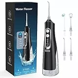 Leistungsstarke Munddusche Elektrischer Zahnreiniger 4 Modi & 4 Düsen Kabellose Munddusche IPX7 Wasserdicht Wasser Flosser 310ML Abnehmbarer Wassertank für Ten Heim- und Reisegebrauch