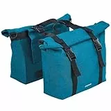 Doppelpacktasche für Gepäckträger, 2 x 10 Liter, Wasserabweisend, Grün-Blau, 29,5 x 26 cm