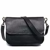 SID & VAIN Schultertasche Fran aus Premium Leder I Handtasche mit Schultergurt für Damen I Umhängetasche schwarz handgefertigt