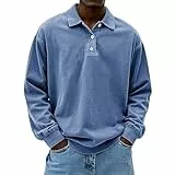 Generisch Poloshirt Herren Langarm Kontrastfarbe leichtes Langarmshirt mit Tasche Polo Klassisches Polohemd Herbst Winter,Langarm Unterhemd Herren,Herbst und Winter