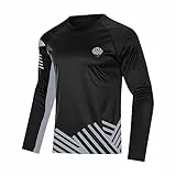 voofly Sportshirt Herren Langarm Schnelltrocknend Hochelastische Atmungsaktiv UPF 50+ UV-Schutz Schwarz-b 2XL