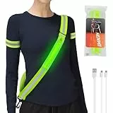 HENMI Lauflicht Joggen mit Reflektoren Gürtel,(mit 2 Stück Reflektorbänder) LED Wiederaufladbare USB Verstellbarer Lauflicht,für Radfahren oder Wandern Joggen Laufen Running Outdoor Sports