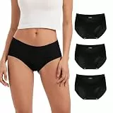 INNERSY Nahtlose Slips Damen Microfaser Unterhosen Schwarz Seamless Unterwäsche Weich 3er Pack (M, Basic Schwarz)