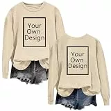 Generisch Personalisierte Sweatshirt Damen ohne Kapuze Pullover Selbst Gestalten Casual Pulli Mit Foto Bedrucken Locker Sweater Lang Lässige Oberteile Mit Aufdruck Lustig Langarmshirt Beige S