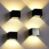 HANDSONIC LED Wandleuchte Innen - Schwarz Wandlampe innen 7W Up and Down leuchten innen Moderne LED Aluminium Wandleuchten Für Wohnzimmer, Schlafzimmer, Flur, Balkon, Treppenhaus - Warmweiß 3000K