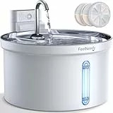 FEELNEEDY 3,5L Katzenbrunnen Edelstahl Kabellos mit Sensor, Trinkbrunnen für Katze mit Akku 4000mAh Katzen Batteriebetrieben Wasserbrunnen Super Leise mit 3 Filter (Acrylnitril-Butadien-Styrol (ABS))