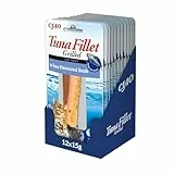 INABA Tuna Fillet Grilled Katzen Leckerlies mit 88% echtem Thunfisch, eine einzige Proteinquelle, Katzenleckerlis ohne Nebenerzeugnisse, ohne Zucker, der Beste Thunfisch-Snack für Katzen 12 x 15g