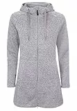 ELKLINE Damen Fleecemantel Durchwärmer | Strickfleecejacke halblang Übergangsjacke Kapuze, Farbe:greymelange, Größe:48