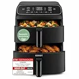 COSORI Airfryer | Turbo Tower Compact | Heißluftfritteuse 2 Kammern Keramikbeschichtung | 8,6L Double Stack mit mehreren Lüfterstufen | 2700W| Schwarz | DC861