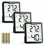 DOQAUS 3 Stück Digital Thermometer Hygrometer Innen mit AAA Batterien Temperatur und Luftfeuchtigkeitsmesser Innen mit Komfort Symbol Raumklima Messgerät für Gewächshaus Weinkeller Das Büro