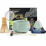 TEANAGOO Matcha Set| Matcha Besen|Matcha Tea Set | Matcha Schale| Matcha Whisk,Schaufel, Sieb, Matcha-Besenhalter, Matcha-Besenständer-7 Stück MatchaTee Sets,N26, Celadon Blau