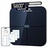 Healthkeep Personenwaage, Impedanzmesser, vernetzt, WLAN & Bluetooth, mit 8 Elektroden, hohe Präzision, 46 Körperdaten, für App, inklusive Android und iOS, Kapazität 180 kg/400 lb, 30 x 30 cm