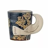 Bloomingville Hezha Tasse aus Steingut mit 3D-Vogelgriff, Spülmaschinenfest, 8x9 cm, 260ml, 82066105, Blau