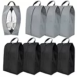 8 Stück Schuhbeutel Reise, wasserdichte Schuhtasche mit Reißverschluss, Staubdichte Schuhtasche, Schuhsack Reise Organizer, Shoe Bag für Reise oder Zuhause(Schwarz, Grau)