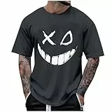 KOG T-Shirts für Herren Sommer Shirt Kurzarm Oberteil Grafik Bekleidung Basic Baumwolle Tshirt Junge Tshirts Freizeit Wandershirt Männer Fashion T Shirt Grau XXL