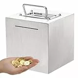 Geldspardose - 15 cm Edelstahl Unzerbrechliche Wiederverwendbare Sparbüchse - Metall Geldkassette,für Besondere Anlässe Kinder Unternehmen Büros Arbeitszimmer Schlafzimmer Wohnzimmer Zuhause Geldspard