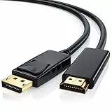 CSL-Computer 2m Full HD Premium DisplayPort DP auf HDMI Kabel High Speed inkl. Audio Übertragung - 1080p - Displayport Stecker M zu HDMI Stecker A - kompatibel mit Apple und PC