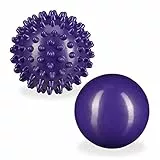 Relaxdays Unisex – Erwachsene Massageball 2er Set, glatt & mit Noppen, hart, wassergefüllt, Selbstmassage, Faszienball, Ø 6,5 & 7 cm, lila