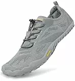SAGUARO Barfuss Schuhe Damen Barfußschuhe Herren Zehenschuhe rutschfest Atmungsaktive Barefoot Shoes Indoor & Outdoor Barfussschuhe mit Breiter Zehenbox & Zero Drop Solhe, Grau, 47 EU