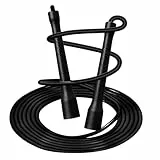 iMoebel Springseil Fitness 6mm*3m PVC Speed Rope Verstellbar, ABS Rutschfester Griff Seilspringen für Kinder Erwachsene Boxen Abnehmen Crossfit, Schwarz