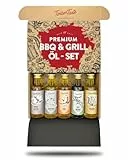 TIMBER TASTE® Grill Zubehör - 5 premium BBQ Aromaöle & Würzöle Geschenk Set | Ostergeschenke Erwachsene | Geschenke für Männer | Ostergeschenk Mann | Männergeschenke | Geburtstagsgeschenk für Männer