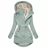 EMATOP befristetes angebot heute Mantel Damen Lang Warm Gefüttert Winterjacke Elegant Langarm Pufferjacke Casual Baumwolle Steppjacke mit Kapuze Wintermantel Winter Fleece Winterparka Jacke