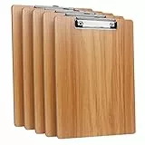(5 Stück) Klemmbrett Holz A4,Klemmbretter mit Metalklemme und Aufhängeose
