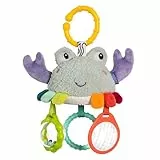Fehn Mini-Mobile Krabbe – Motorikspielzeug zum Aufhängen für Kinderwagen, Kinderbett und Babyschale – zum Beißen, Greifen und Geräusche erzeugen – Spielzeug für Babys und Kinder ab 3+ Monaten