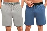 Marvmys Herren Schlafshorts Baumwolle Sommer Pyjama Shorts Herren kurze Schlafanzughose elastischer Bund Kordelzug Taschen 2er Pack M-4XL