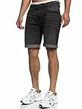 Indicode Herren Caden Jeans Shorts mit 5 Taschen | Herrenshorts Used Look für Männer DK Grey, L