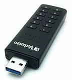 Verbatim Keypad Secure USB-Stick, USB-3.2 Gen 1, 128GB, Speicherstick mit Passcodeschutz & Verschlüsselung, inkl. USB-A Verlängerungskabel, USB-3 für Laptop Notebook & Co, schwarz