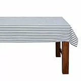 FILU Tischdecke 100 x 140 cm Blau/Weiß gestreift (Farbe und Größe wählbar) - hochwertig gefertigtes Tischtuch aus 100% Baumwolle