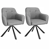 YOUDENOVA Esszimmerstühle 2er Set, 360° Drehbar mit Armlehnen, Samt Polsterstuhl für Esszimmer, Küche, Wohnzimmer & Büro, Stühle Esszimmer Grau