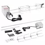 Ansobea Grillspieß Elektrischer, 107cm universal Edelstahl Drehspieß mit 4X Fleischnadeln, Motor, Grillspieß für BBQ Grill Gasgrill, Rotisserie Set, Traglast 10KG, 220-240V, Silber