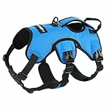 rabbitgoo Ausbruchsicheres Hundegeschirr Mittelgroße Hunde mit Griff, Anti Zug Sicherheitsgeschirr Hund Atmungsaktiv, Verstellbare Brustgeschirr, Gepolstertem Hundeweste, Panikgeschirr, Blau S
