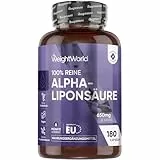 Alpha Liponsäure Kapseln - 650mg pro Portion - 180 vegane Reine ALA Kapsel - 6+ Monate Vorrat - 1 Kapsel alle 3 Tage - Alpha Lipoic Acid - Glutenfrei & Frei von Magnesiumstearat - WeightWorld