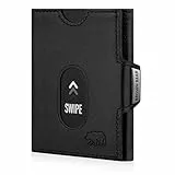 BROWN BEAR Geldbörse klein mit Münzfach echt Leder Schwarz Nappa | Slim Wallet RFID-Schutz | Mini Portemonnaie Echtleder | Kartenetui Herren & Damen | BB Jackson BK
