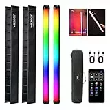 VILTROX K60 2 Stück RGB Lichtstab LED Videoleuchte Mit APP-Steuerung, Tragbarer 360° Röhrenlichtstab für Fotografie, 2500K-8500K, CRI97+, 26 Lichtszenen LCD-Display für TikTok,Vlog,YouTube,Fotografie