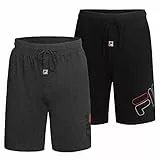 Fila Herren-Schlafanzug aus 100 % gebürstetem Jersey, verschiedene Packungsgrößen (Einzelpackung oder 2er-Pack), 2er-Pack – Anthrazit und Schwarz, L