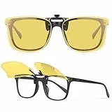 Perkanion Nachtsichtbrille Clip für Brille Polarisierte - Clip On Sonnenbrillen Aufsatz Gelbe Gläser für Brillenträger Herren Damen Nachtfahrbrille zum Autofahren Nachtbrille mit UV400 Schutz