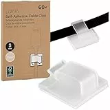 60 Stück Kabelhalter: selbstklebende Kabelclips für bestes Kabelmanagement – selbstklebender Kabelorganizer für Indoor & Outdoor – bis zu 5mm Durchmesser – Office Accessoires von LIVAIA