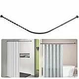 Btstil Duschvorhangstange L Form, Verstellbare Duschvorhangwinkelstangen, Edelstahl Dusche Vorhangstange Ecke mit 12 Duschvorhangringe für Badezimmer, Badezimmer (Schwarz, 68-138cm x 68-138cm)