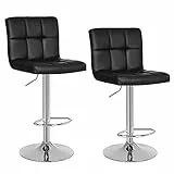 SONGMICS 2er-set Barhocker mit Lehne höhenverstellung, schwarz, 57 x 44,5 x 115 cm