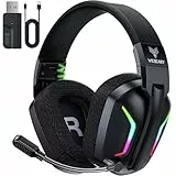 WESEARY WG1 Bluetooth Headset, 2,4G Wireless Gaming Headset mit Mikrofon für PS5, PS4, PC, Switch, Mac, Faltbarer Surround Sound Noise Cancelling Kopfhörer mit LED Licht, Über 50 Stunden Akkulaufzeit