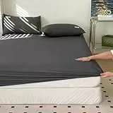 AMDXD Betthusse 120x200cm Jersey, Betthusse Volant Einfarbig Dunkelgrau Matratzenschutz, Baumwolle Tagesdecken für Boxspringbett & Wasserbett