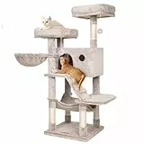 Feandrea Kratzbaum groß, Katzenbaum mit weichem Bezug, für große Katzen, Ombré-Braun-Weiß PCT162M01