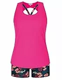 Hanna Nikole Badeanzug Damen Bauchweg Tankini GroßE GrößEn 3-teilige Push UP Bikini-Tops Und High Waist Badeshorts Bademode Verstellbareelegant Schwimmanzug