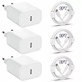 ZNBTCY [Apple MFi Certified] 3er-Pack 25W iPhone Ladegerät mit iPhone Ladekabel, 3 X USB C Netzteil Ladestecker 3X 2M Lightning Kabel Set kompatibel mit 14 13 12 11 XR 8- Standard weiß
